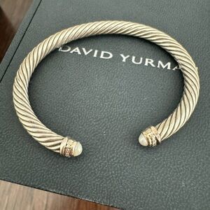 Authentic David Yurman Cable Bracelet - Sterling Silver with Diamonds and Pearls